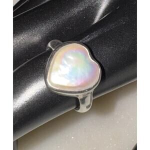 Janice Girardi Sterling Silver 925 Heart Ring with Mother of Pearl Size 7.5